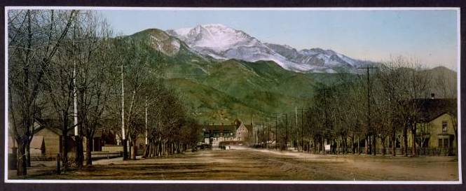 Old picture of Pikes Peak Avenue in Colorado Springs Colorado