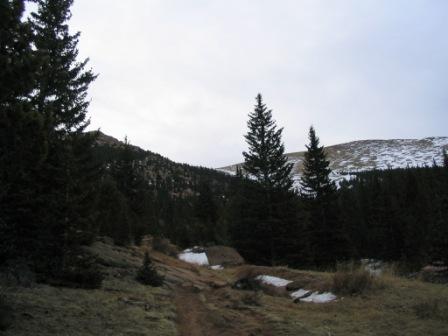 View toward ridge climbing Pikes Peak